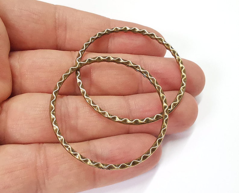 2 Hammered circle Antique bronze plated findings (44mm) G25353