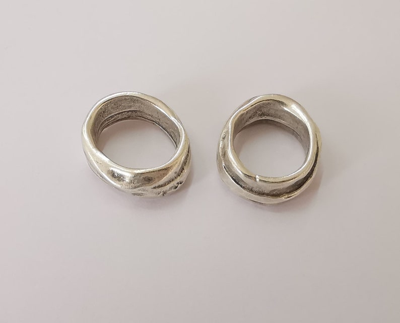 2 Circle hoop findings connector Antique silver plated (24x21mm) G25634