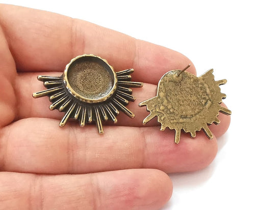 Sun earring blank backs Antique bronze resin base inlay cabochon mountings Antique bronze plated (16mm blank) 1 pair G25670