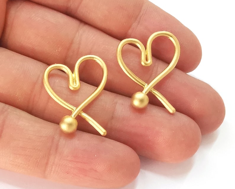 2 Heart charms Gold plated charms (27x21mm) G25683