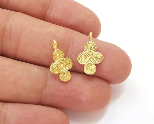 5 Spirals discs charms Gold plated brass charms (18x11mm) G25692