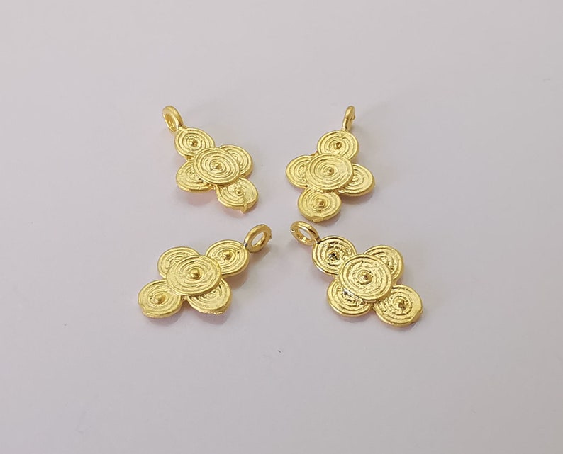 5 Spirals discs charms Gold plated brass charms (18x11mm) G25692