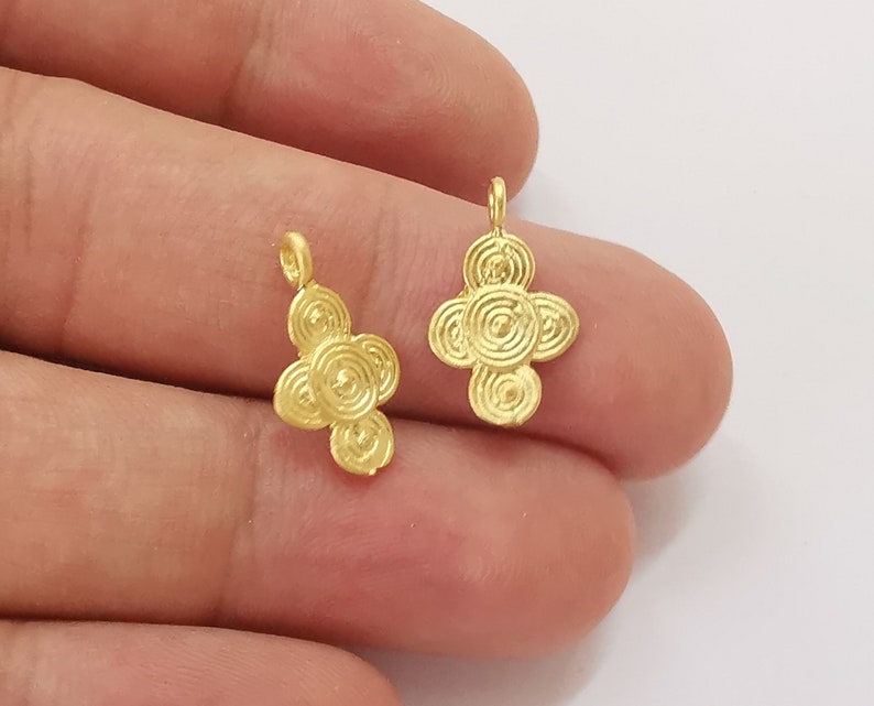 5 Spirals discs charms Gold plated brass charms (18x11mm) G25692