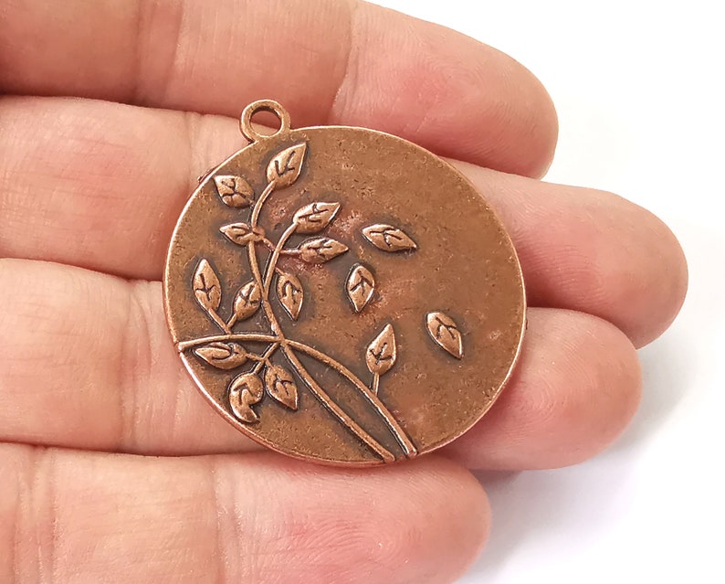 2 Flower pendant blank Antique copper plated pendant (41x37mm) (35mm Blank Size) G25422
