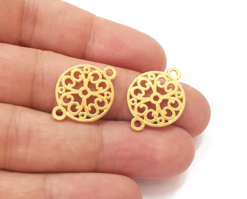 4 Filigree charms connector Gold plated charms (24x17mm) G25454