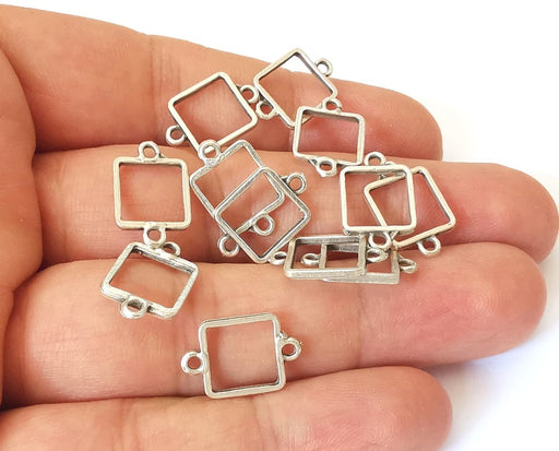 10 Square findings connector Antique silver plated findings (17x11mm) G25459