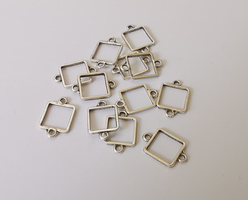 10 Square findings connector Antique silver plated findings (17x11mm) G25459