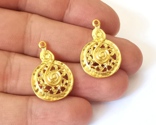 2 Gold charms Gold plated charms (28x18mm) G25490