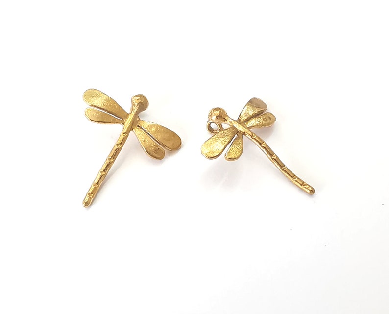 4 Dragonfly pendant Raw brass pendant 24x20mm G25702