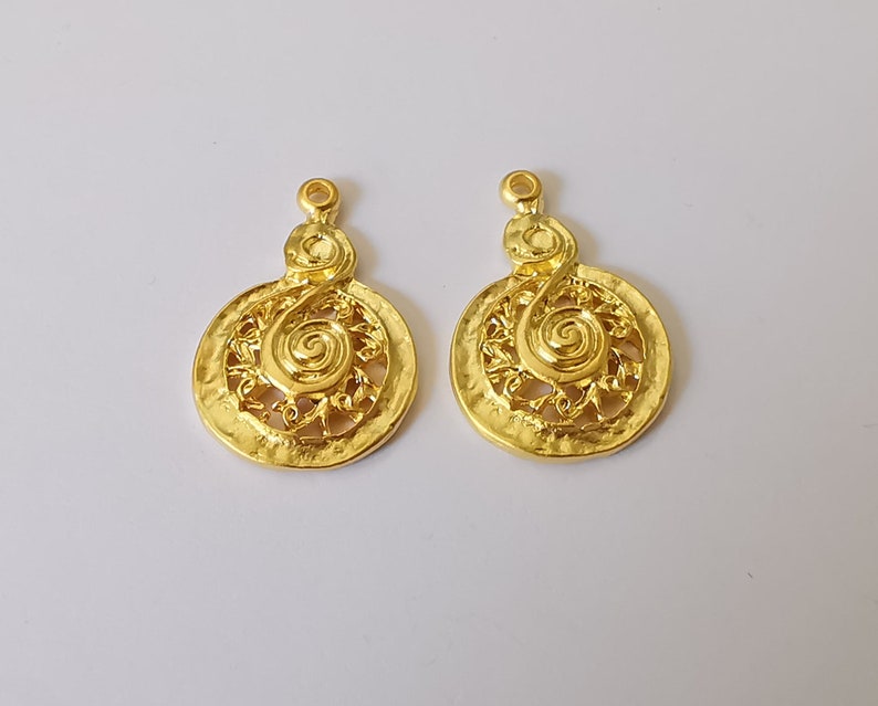 2 Gold charms Gold plated charms (28x18mm) G25490