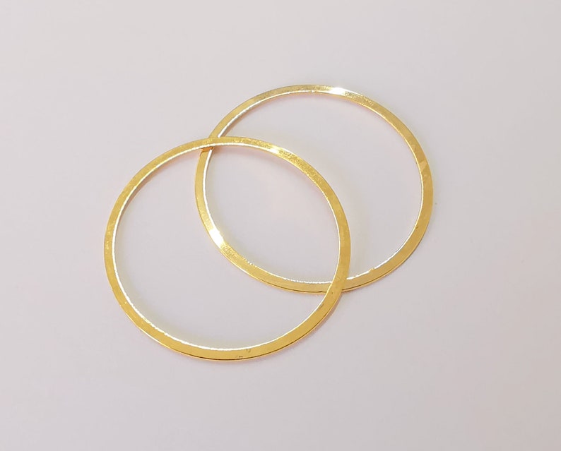 4 Circle findings Shiny Gold Plated Brass Circle Findings (34mm) G25508