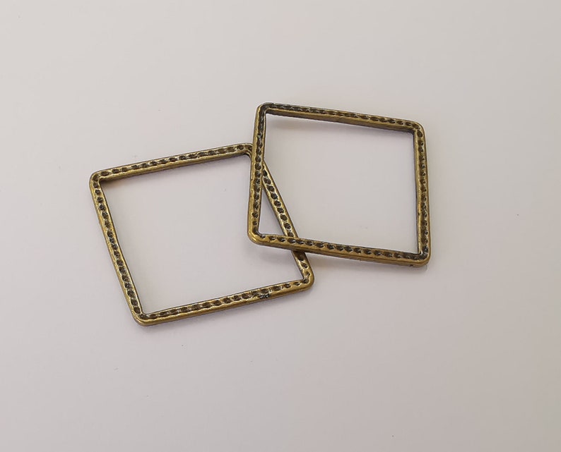 4 Square connector charms Antique bronze plated findings (28x28mm) G25717