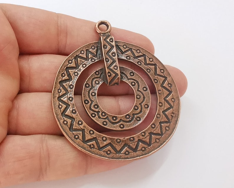 Ethnic pendant Antique copper plated pendant (69x58mm) G25725