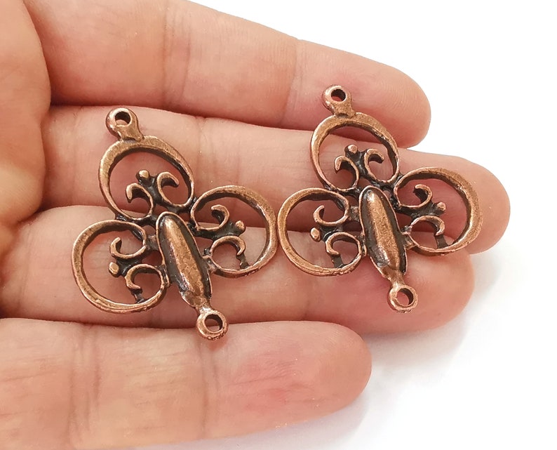 2 Antique copper connector charms Antique copper plated charms (42x35mm) G25519
