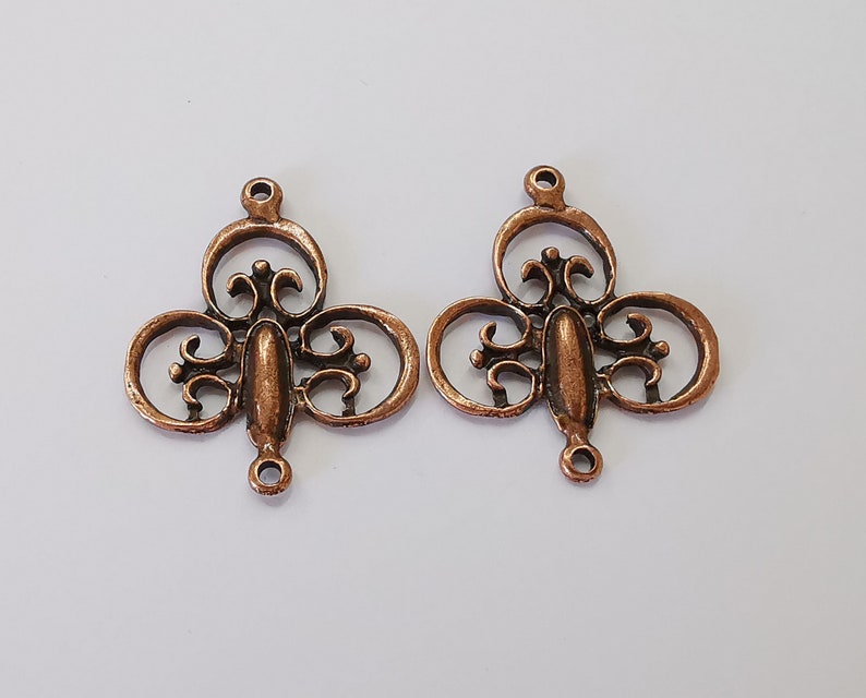 2 Antique copper connector charms Antique copper plated charms (42x35mm) G25519