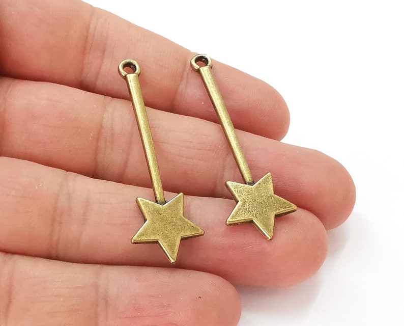 5 Star Wand charms Antique bronze plated charms (47x15mm) G25522