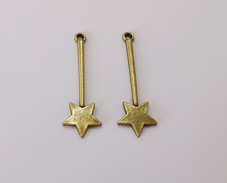 5 Star Wand charms Antique bronze plated charms (47x15mm) G25522