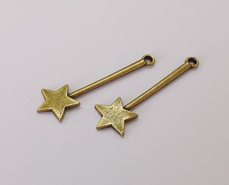 5 Star Wand charms Antique bronze plated charms (47x15mm) G25522