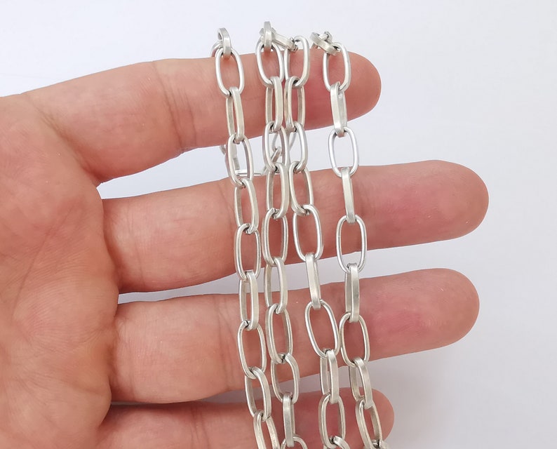 Antique silver oval link chain 1 Meter - 3.3 Feet (12x6mm) Antique silver plated chain G9558
