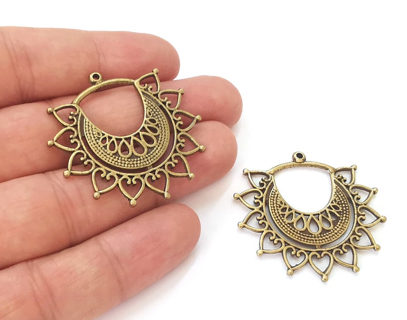 2 Ethnic charms Antique bronze plated charms (42x40mm) G25537