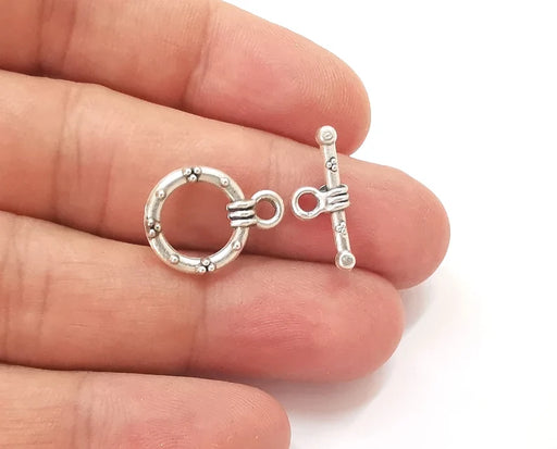 10 sets silver toggle clasps Antique silver plated toggle clasp findings 19x14mm+20x8mm G26222