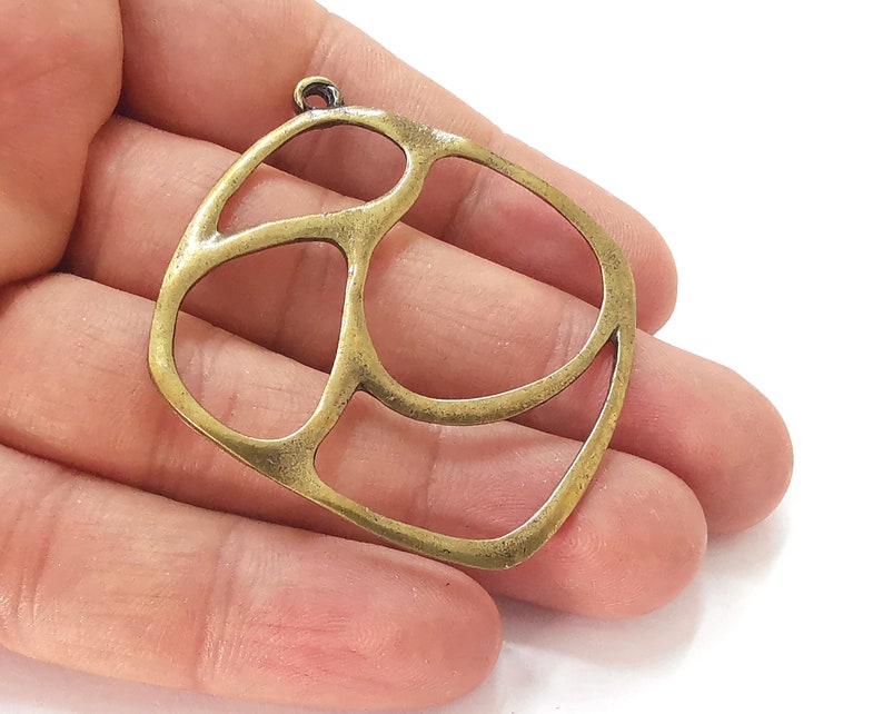 2 Square charms Antique bronze plated charms (58x53mm) G25557