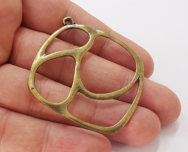 2 Square charms Antique bronze plated charms (58x53mm) G25557