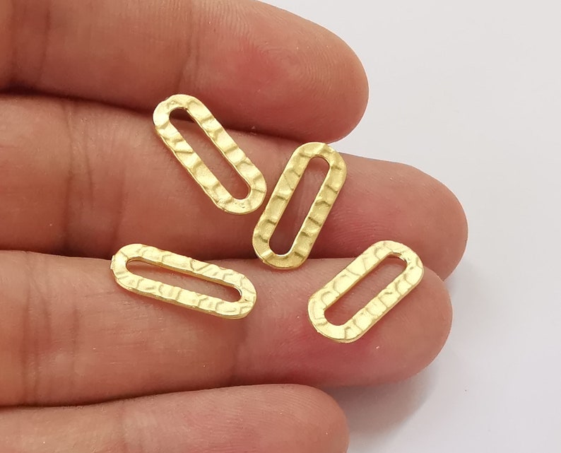 10 Hammered flat oval connector findings gold plated findings (18x8 mm) G25756