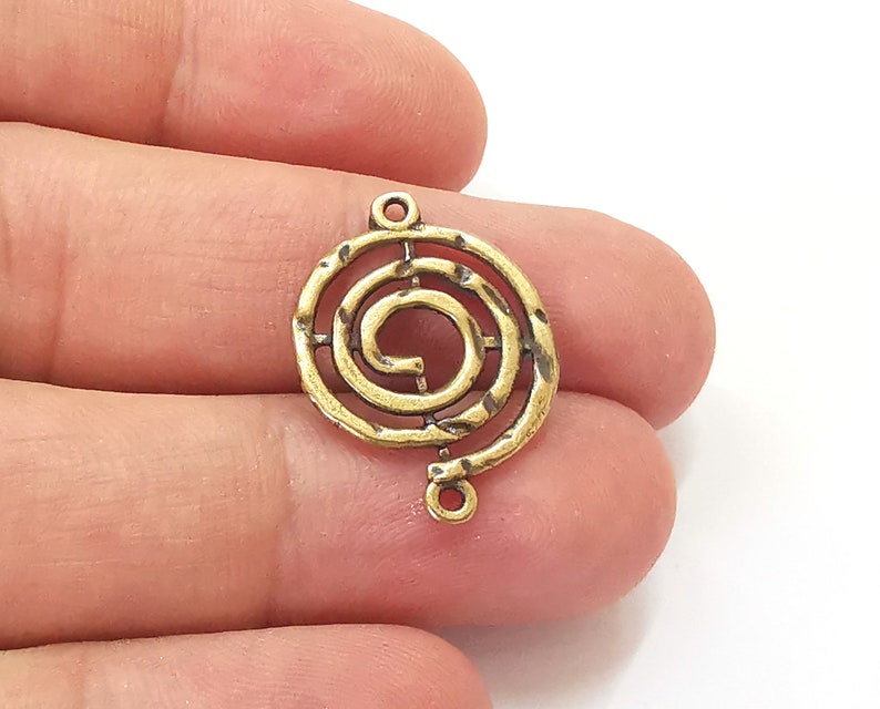 10 Swirl hammered charms Antique bronze plated charms (25x18mm) G25758