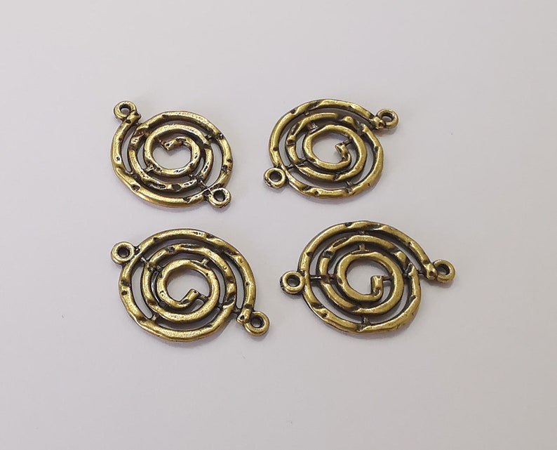 10 Swirl hammered charms Antique bronze plated charms (25x18mm) G25758