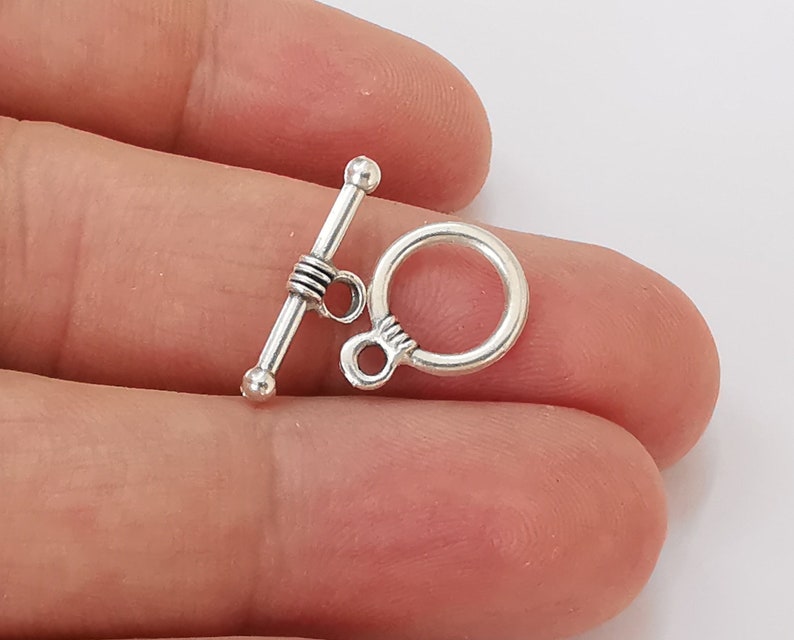 Silver toggle clasps 10 sets Antique silver plated toggle clasp findings 15x11mm+20x6mm G25564