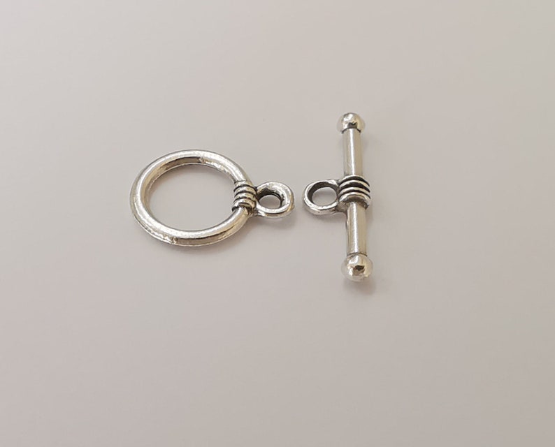 Silver toggle clasps 10 sets Antique silver plated toggle clasp findings 15x11mm+20x6mm G25564