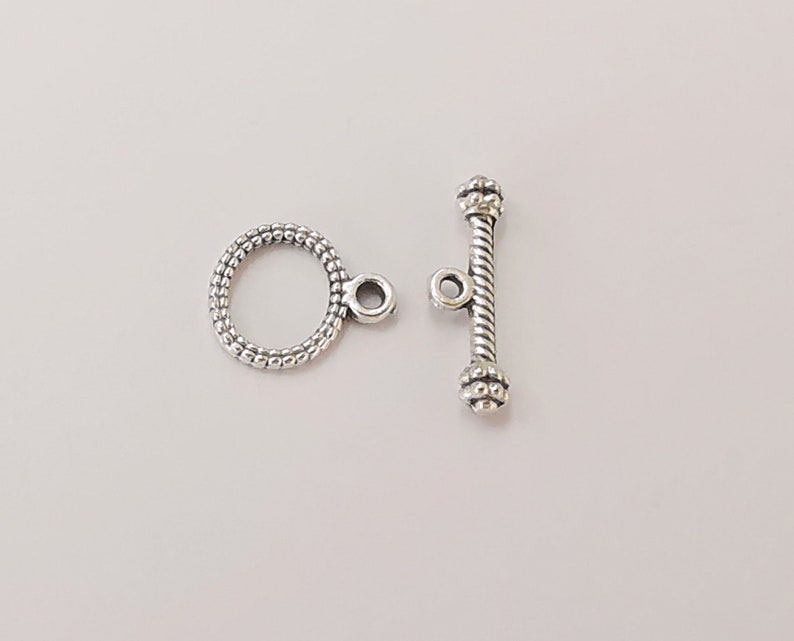 Twisted silver toggle clasps 10 sets Antique silver plated toggle clasp findings 12x10mm+17x5mm G25575