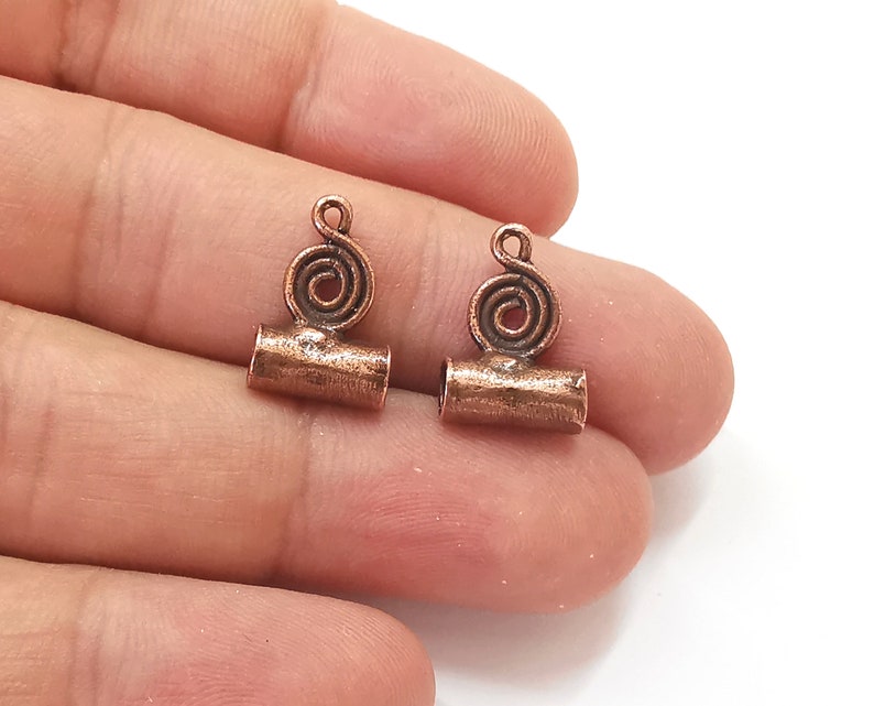 4 Swirl charms Antique copper plated brass charms (17x11mm) G25764