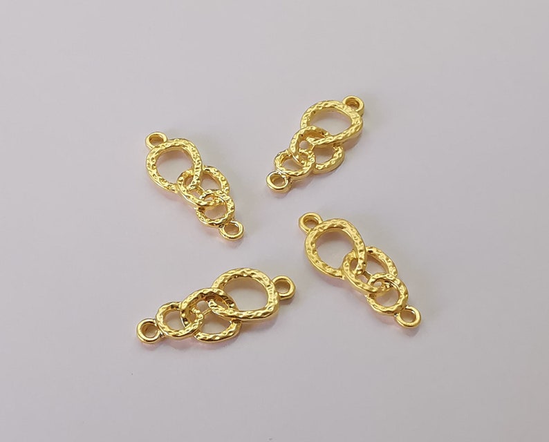 5 Hammered hoops chains shape connector round findings gold plated findings (23x9 mm) G25765