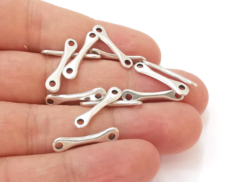 10 Silver bar connector charms findings Antique silver plated findings (20x5mm) G25597