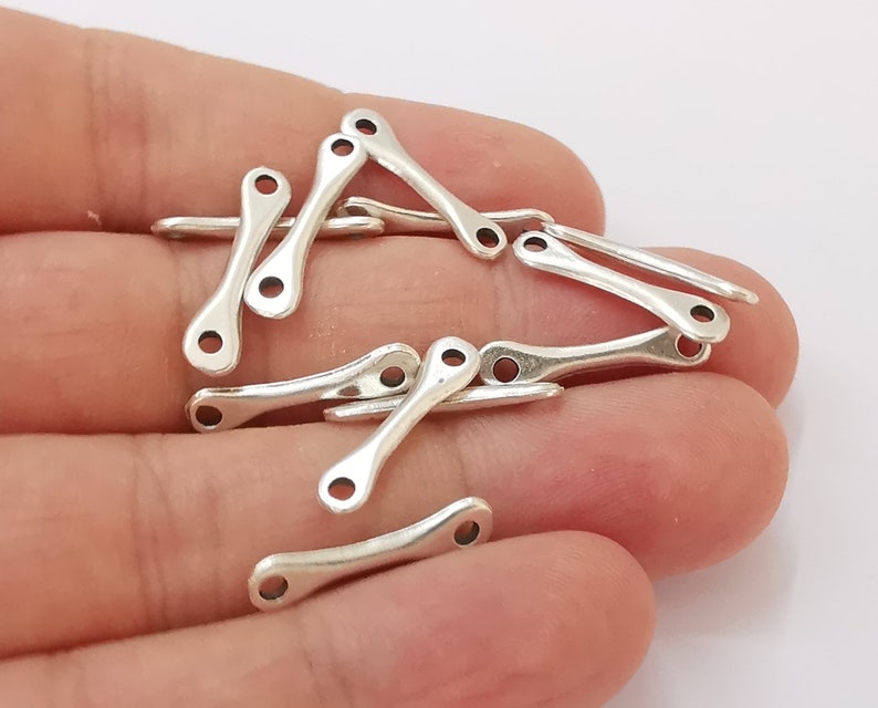 10 Silver bar connector charms findings Antique silver plated findings (20x5mm) G25597