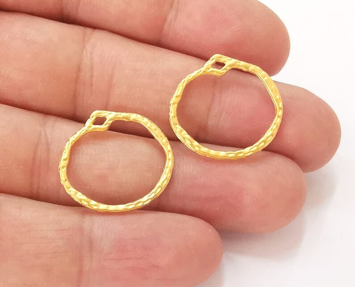 5 Hammered Circle Charms Gold Plated Charms (23x21mm) G24689