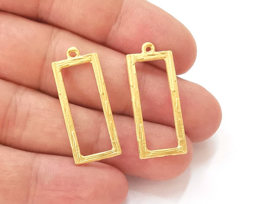 4 Rectangle charms Gold plated charms (33x14mm) G25606