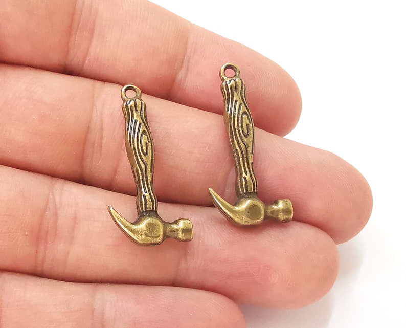 4 Hammer charms Antique bronze plated charms (30x15mm) G25603