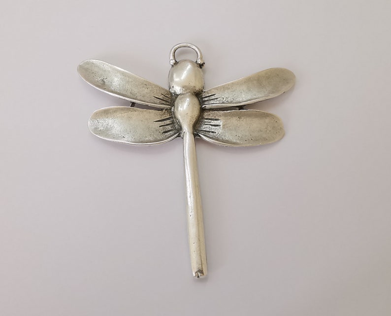 Dragonfly pendant Antique silver plated pendant (100x93mm) G25618