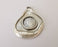 Organic silver pendant base bezel setting Blank Antique silver plated pendant 70x47mm (24mm blank) G25632