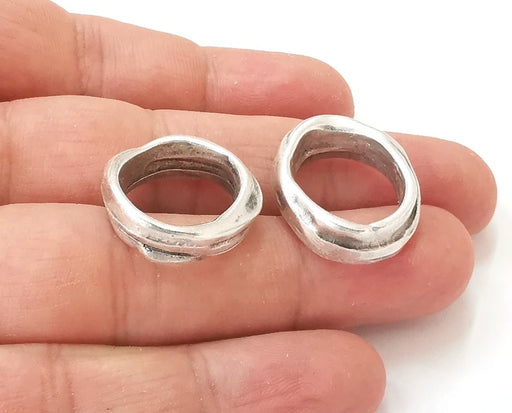 2 Circle hoop findings connector Antique silver plated (24x21mm) G25634