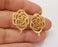 2 Rose flower earring stud base Gold plated brass earring 1 pair (29x20mm) G25669