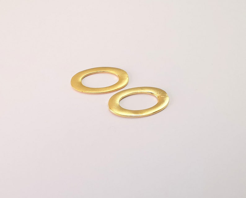 2 Oval Rings Circle Oval Findings Gold Plated Findings (24x14mm) G25800