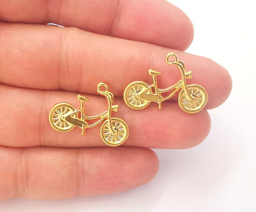 2 pcs (26x18mm) Bicycle Charms , Gold Plated Metal G25804