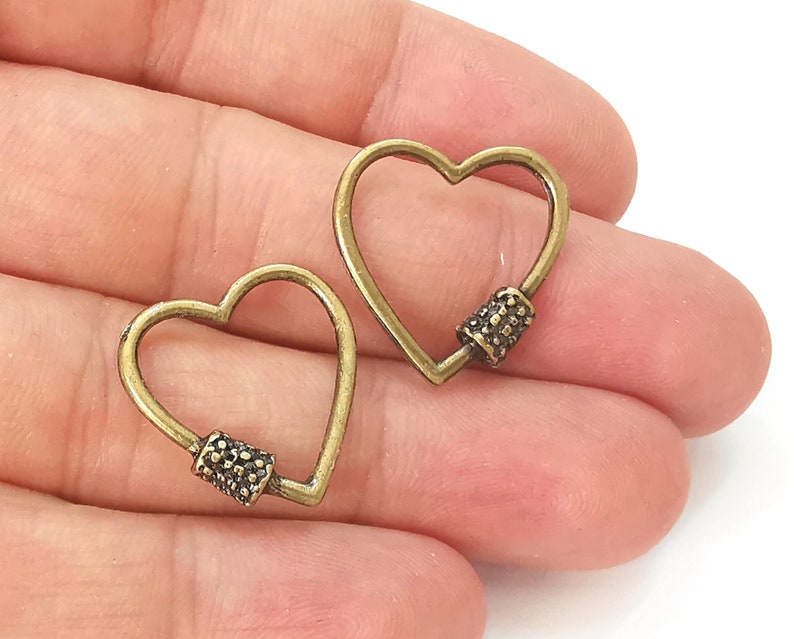 4 Heart charms Antique bronze plated charms (21x21mm) G25716