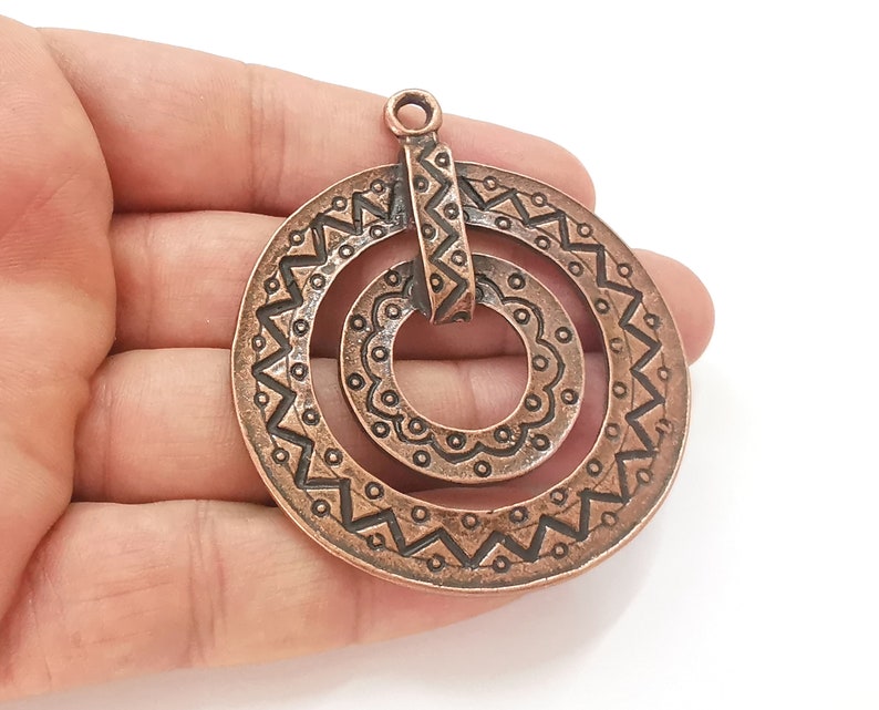 Ethnic pendant Antique copper plated pendant (69x58mm) G25725