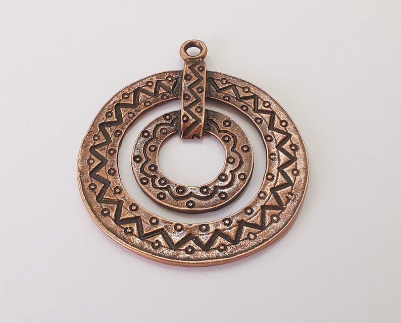 Ethnic pendant Antique copper plated pendant (69x58mm) G25725