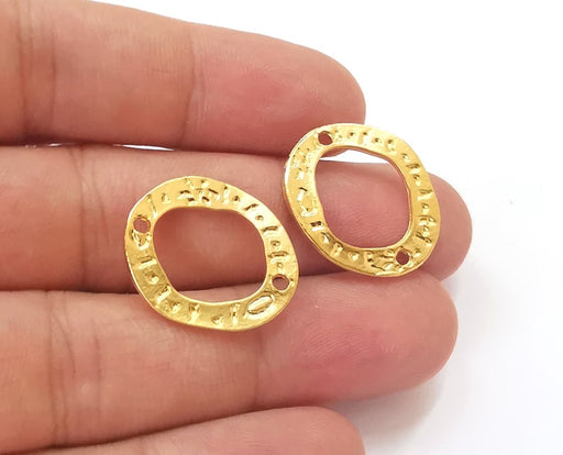 4 Ethnic round charms connector Gold plated charms (24x20mm) G25727